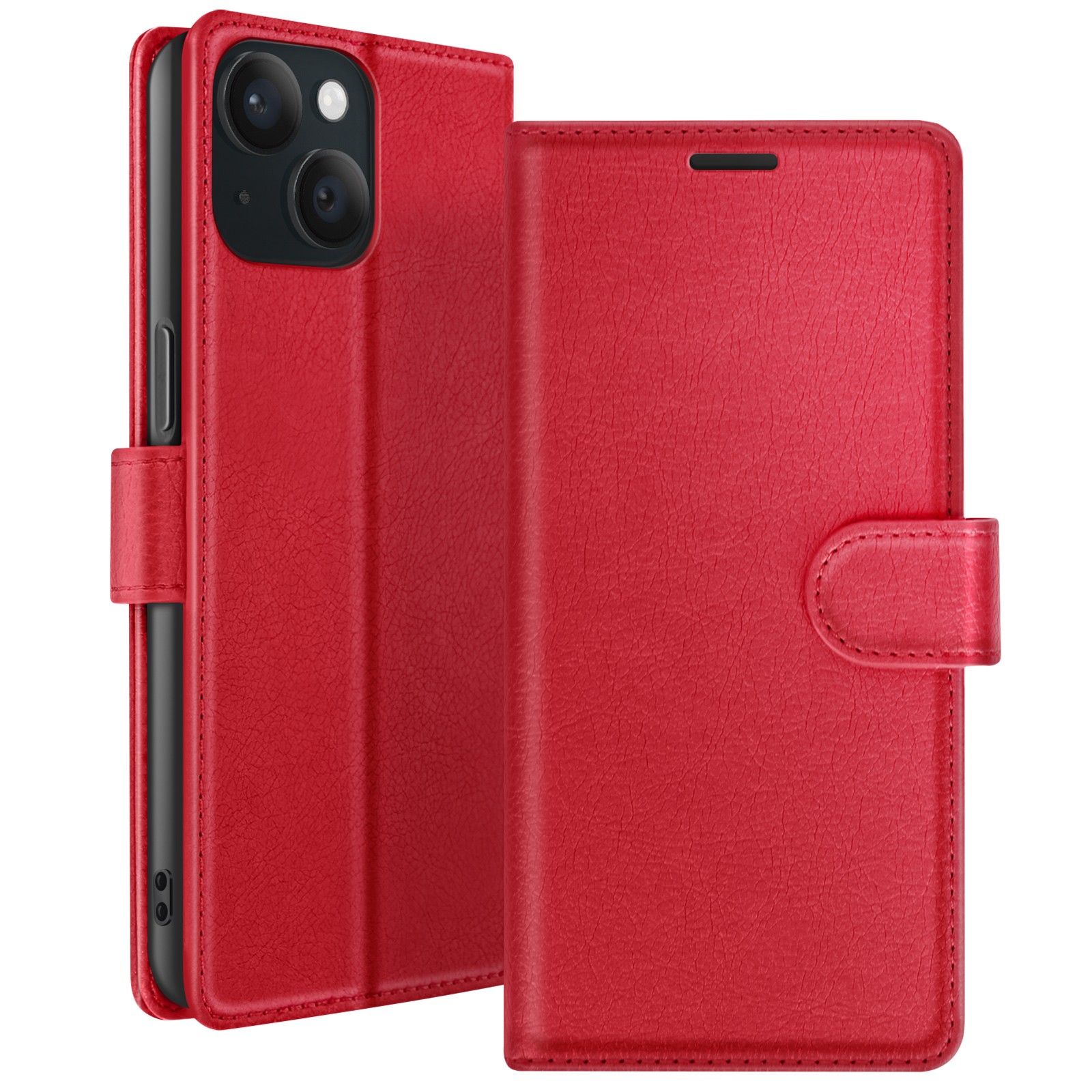 Coque portefeuille iPhone 15 rouge idéale pour voyager léger au quotidien
