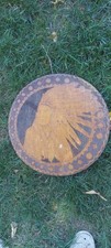 Madera antigua pirográfica jefe indio nativo americano