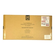 Member's Mark Shatterproof Ornament Collection, 76-Count, (Modern Red & Black)
