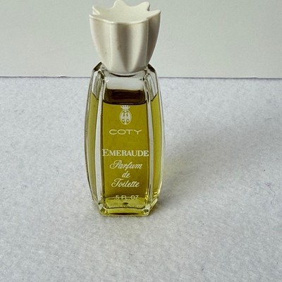 Vintage Coty Emeraude Parfum de Toilette .5 fl oz Splash Bottle White Flower Cap