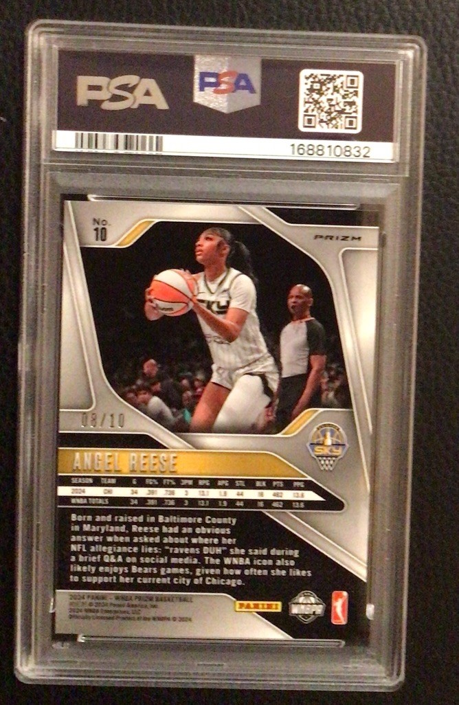 Angel Reese 2024 Panini Prizm  Gold Ice Rookie #/10 PSA 9 view 2