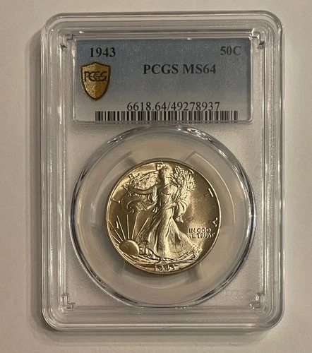 1943 Walking Liberty Half Dollar PCGS MS64 Silver 50c US Coin