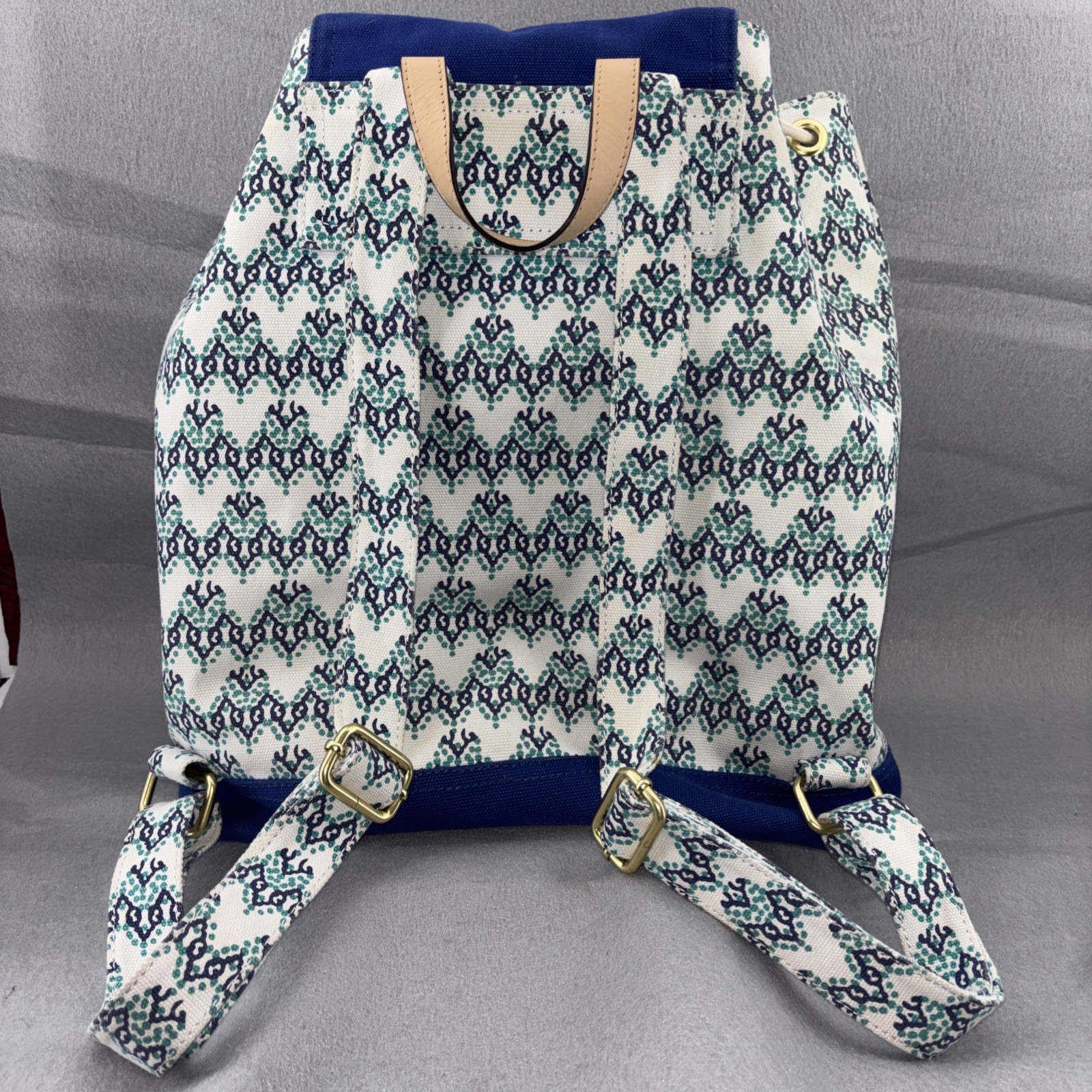 Vineyard Vines Cotton Drawstring Backpack Blue Te… - image 5