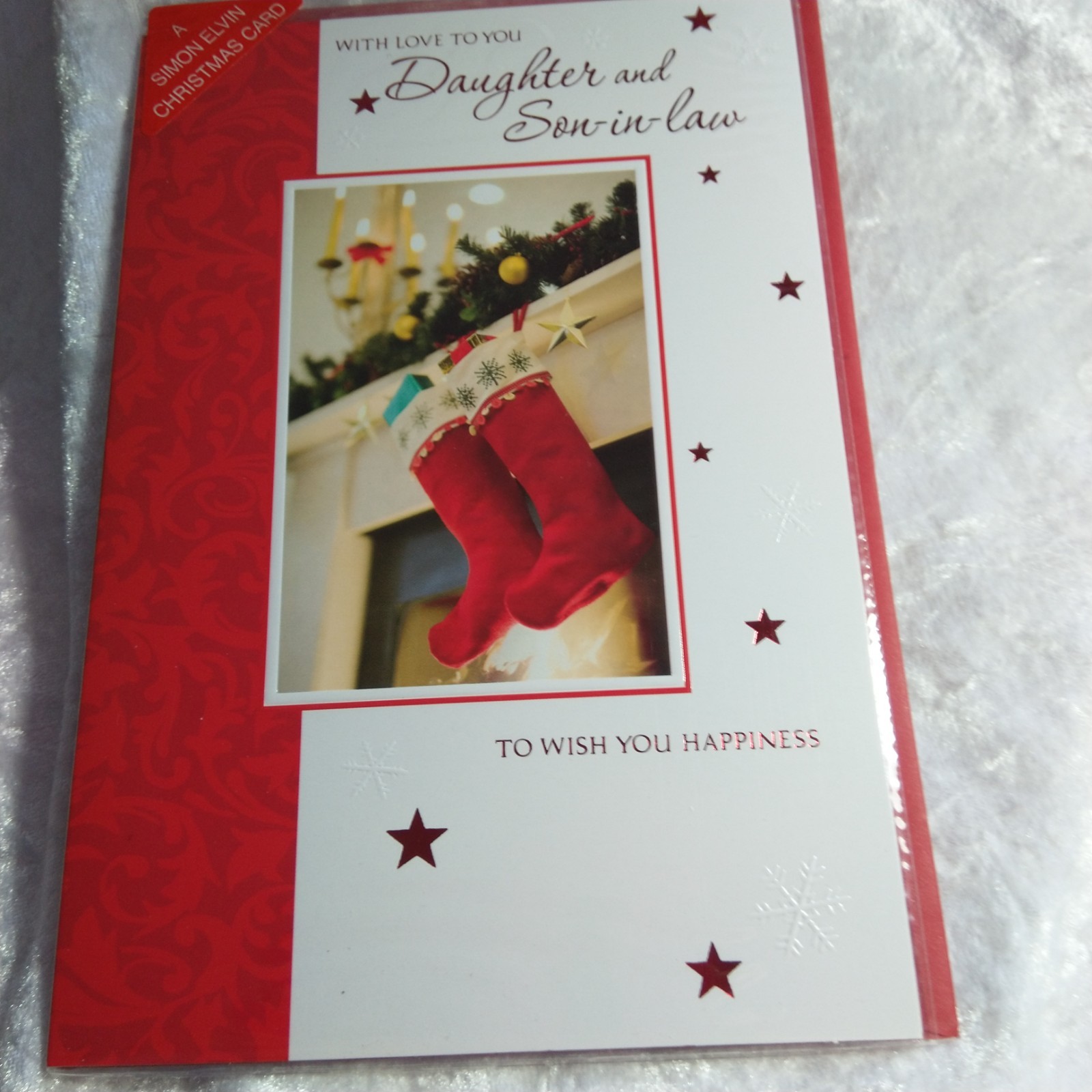 Daughter & Son-in-Law Christmas Card 8""x6"" Simon Elvin New Old Stock Stockings