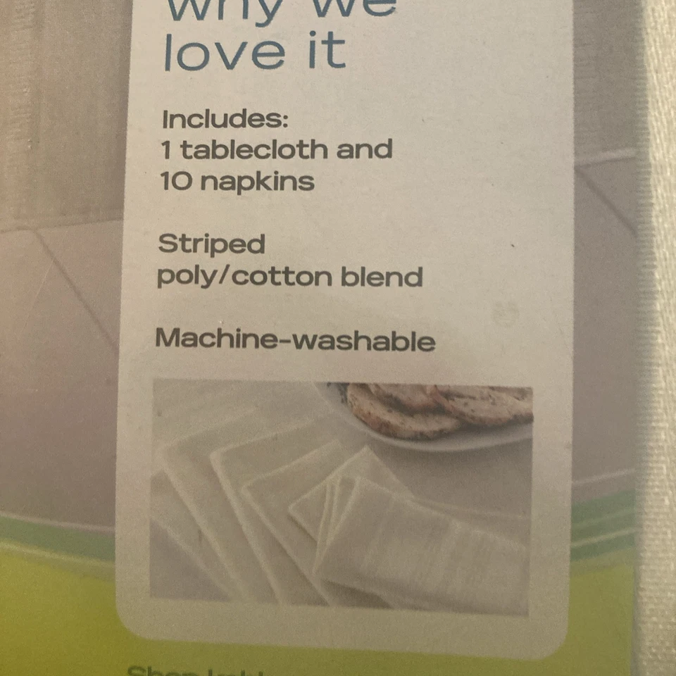 Food Network Table Linen 11 Pc Set Tablecloth Napkins Ivory/Cream Sz 60X120 NWT - Image 2 of 4