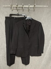 Jos A Bank Suit Men 46L Gray Brown Birds Eye Flannel Wool Career 38X31 Pant Luxe