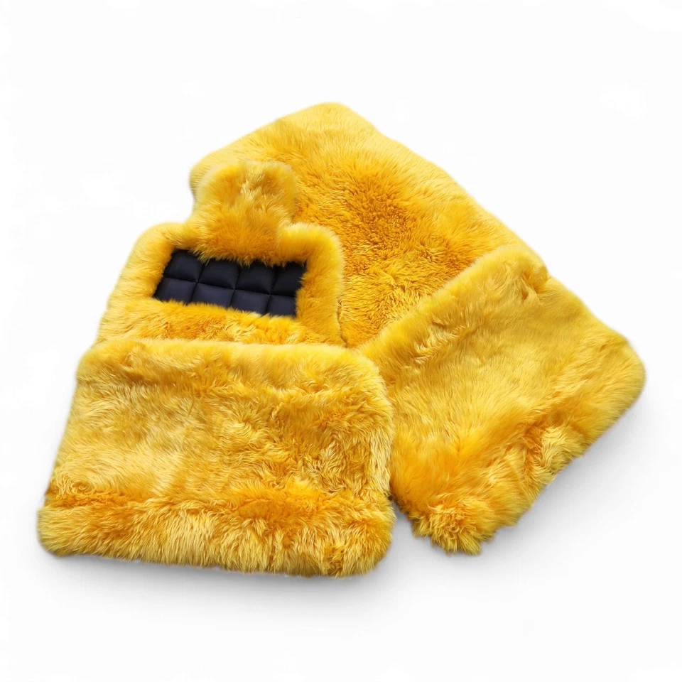 Genuine Lambswool Sheepskin Yellow Floor Mats Rolls Royce Cullinan 2019 - 2026 - Image 2 of 4
