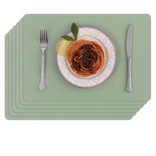 Placemats Set of 6 Faux Leather Waterproof Leakproof Wipeable PU Non-Slip Vin...