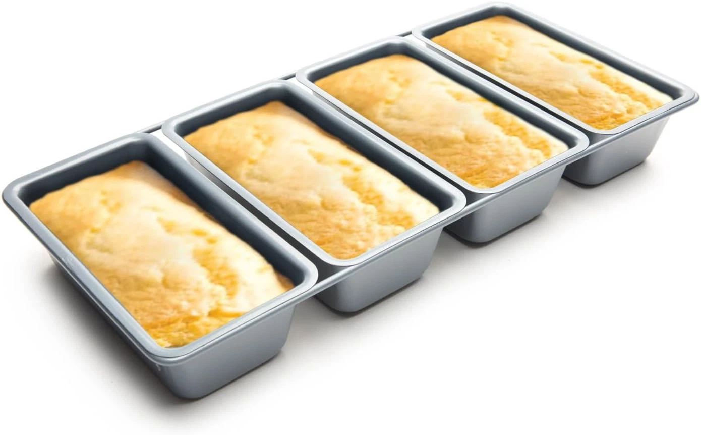 Loaf Pan, Linked Non-Stick Mini Bread Pans, Set of 4