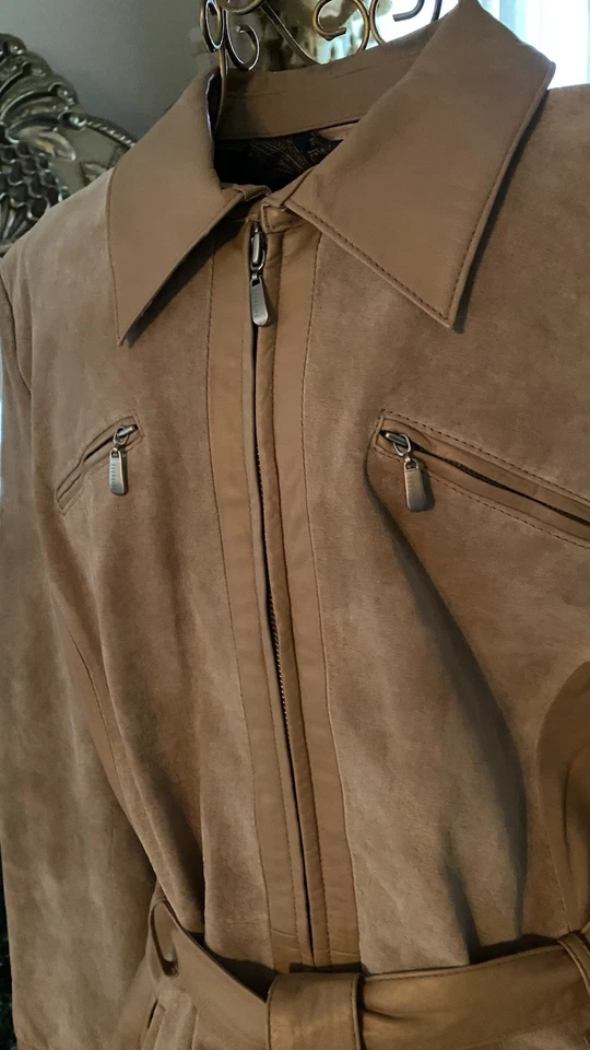 Georgiou Studios Tan 100% Leather & Suede Jacket Boho Retro Coat Women’s  Sz 12 - Image 4 of 4
