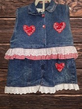 POP KIDS Denim Dress Set with Vest and Skirt Size 6X