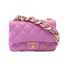 Chanel Matelasse Lambskin Shoulder Bag Women Purple One Size