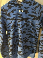 Under Armour Logo Blue Camo Pullover Hoodie Lightweight Boys Youth Large NWT