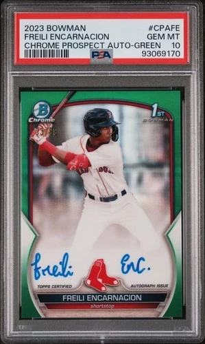 2023 Bowman Chrome Prospect Freili Encarnacion Green Refractor Auto /99 PSA 10 