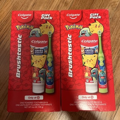 2 NEW Sets Colgate Kids Toothbrush Battery Powered Electric Pokemon Soft Bristle