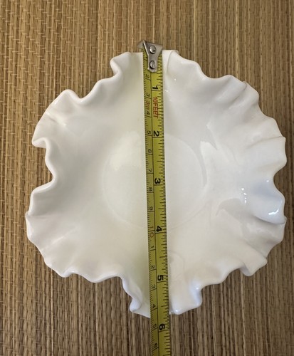 Vintage Fenton Hobnail Milk Glass Candy Dish White Elegant Ruffled Edge Set of 2 - Picture 4 of 5
