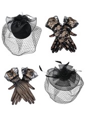JenPen 4 Pcs Tea Party Hat for Women Black Funeral Veils Headband Fascinators...
