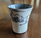 New ListingVtg Sake Cup Beautiful Hand-painted Signed Pottery 2.5" x 1.5" Ch1