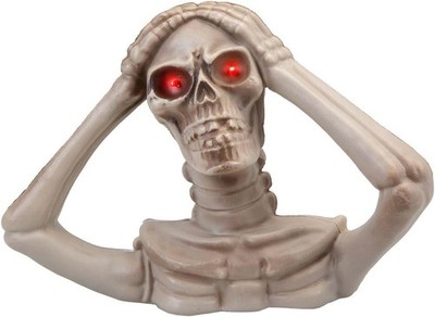 LED rot leuchtende Augen Halloween Skelett Hände auf Kopf Dekoration Kunststoff Requisite