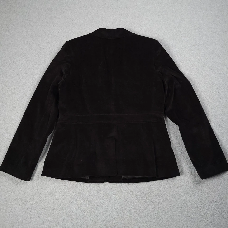 Blazer Banana Republic Mujer Mediano Negro Terciopelo Elástico Traje Chaqueta Carrera Foto 3 de 4