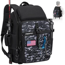 Fishing Tackle Backpack with Rod & Gear Holder, Lightweight Outdoor Water-Res...