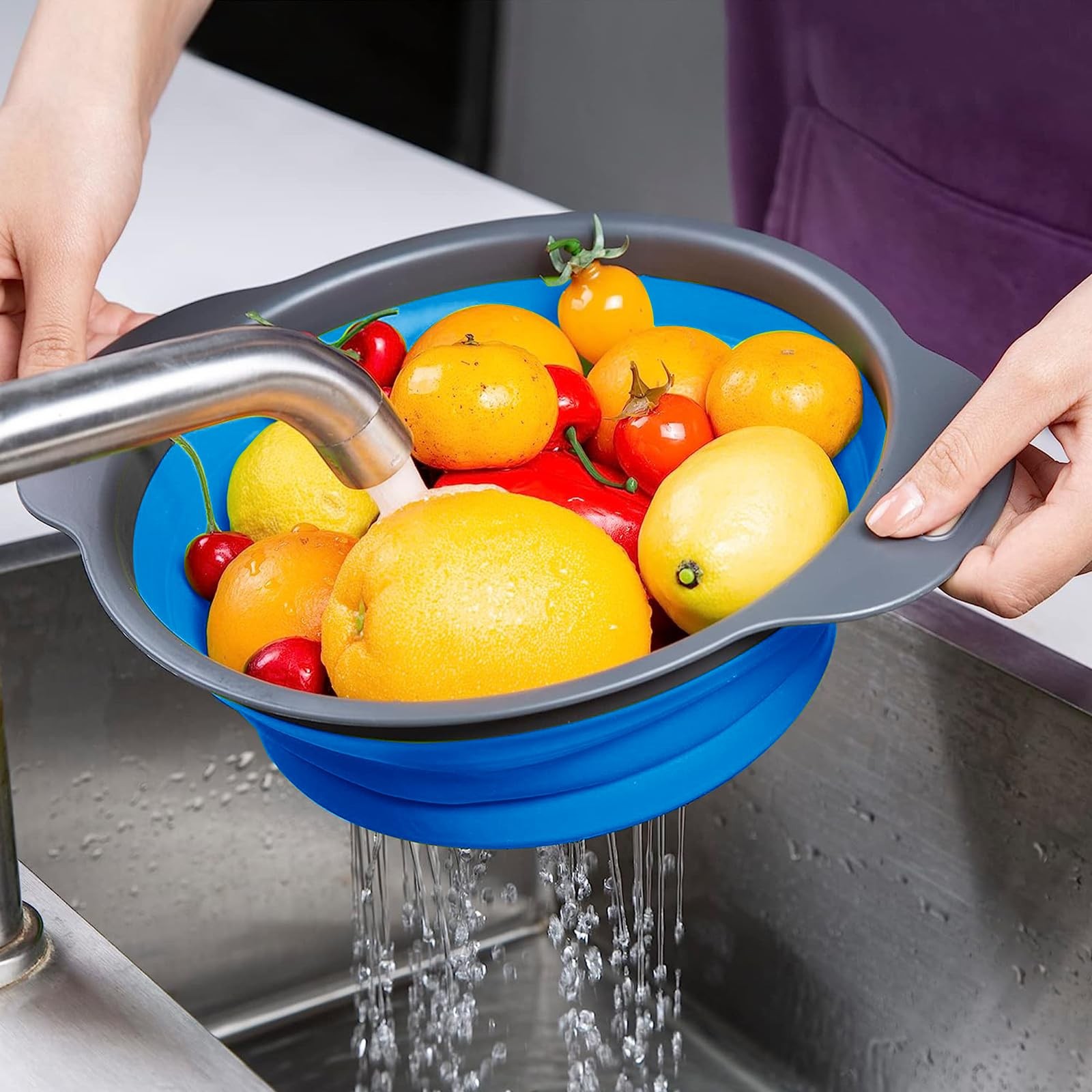 Collapsible Colander Set of 2 PCS Collapsible Strainer Space-Saving Kitchen F