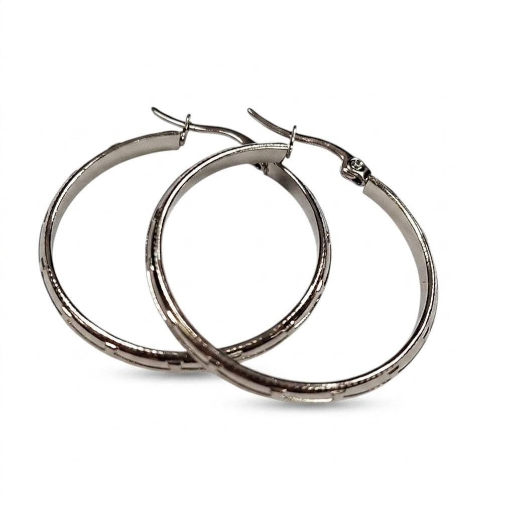 Stainless Steel Hoop Earrings with design