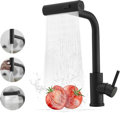 Hochdruck Wasserhahn Küche Schwarz, 360° Drehbarer Auslauf, Einhebelmischer m...