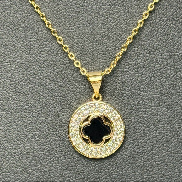 Stella Rose London Gold Clover 3 Motifs Elegant necklace  Stella Rose London Fine Gold Plated White Enamel Clover Necklace with‎ Crystals main image 1