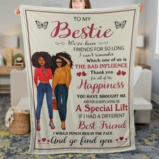 To My Bestie Friendship Fleece Blanket with Inspirational Words and Heartfelt