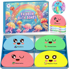 Rainbow Kids Bath Ball Gift Set, 4-Piece Handmade Natural Organic Bath Balls Bub