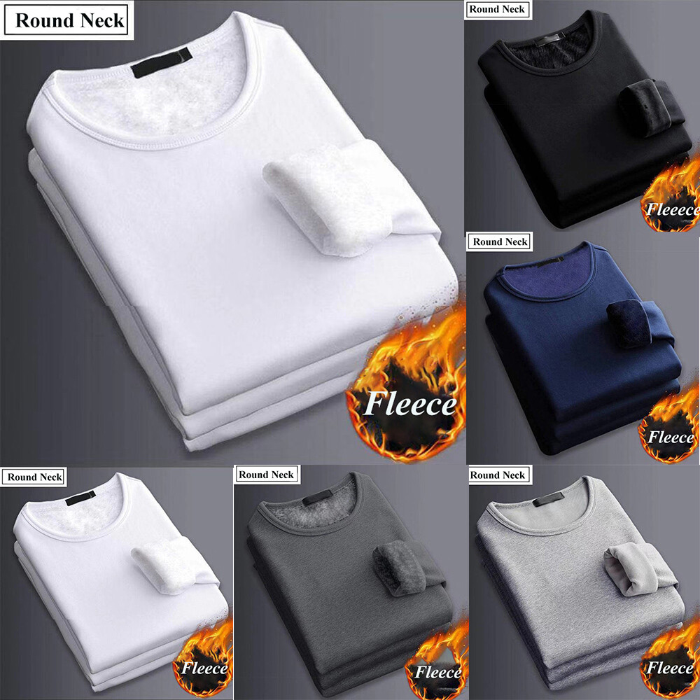 Hombre Camiseta Manga Larga Forro Polar Térmico Capa Base Tops Usar en Casa "