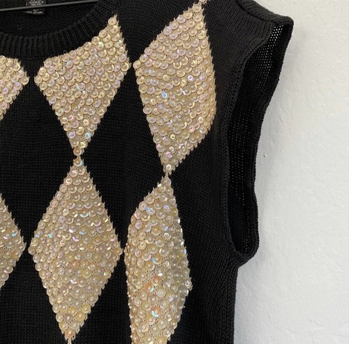 Ashleigh Morgan Women’s L Vintage Cotton Blend Sequin Sweater Mini Dress - Picture 4 of 6