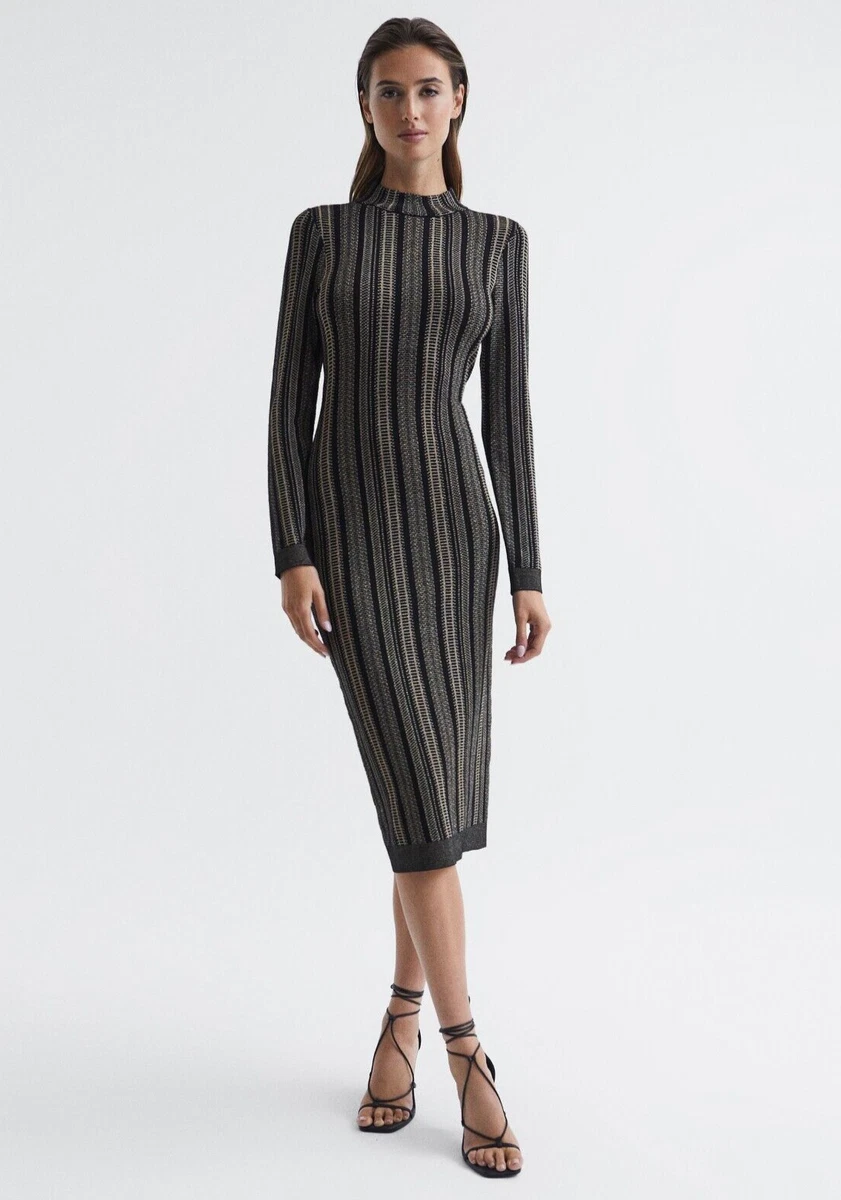 Reiss black and store gold dress