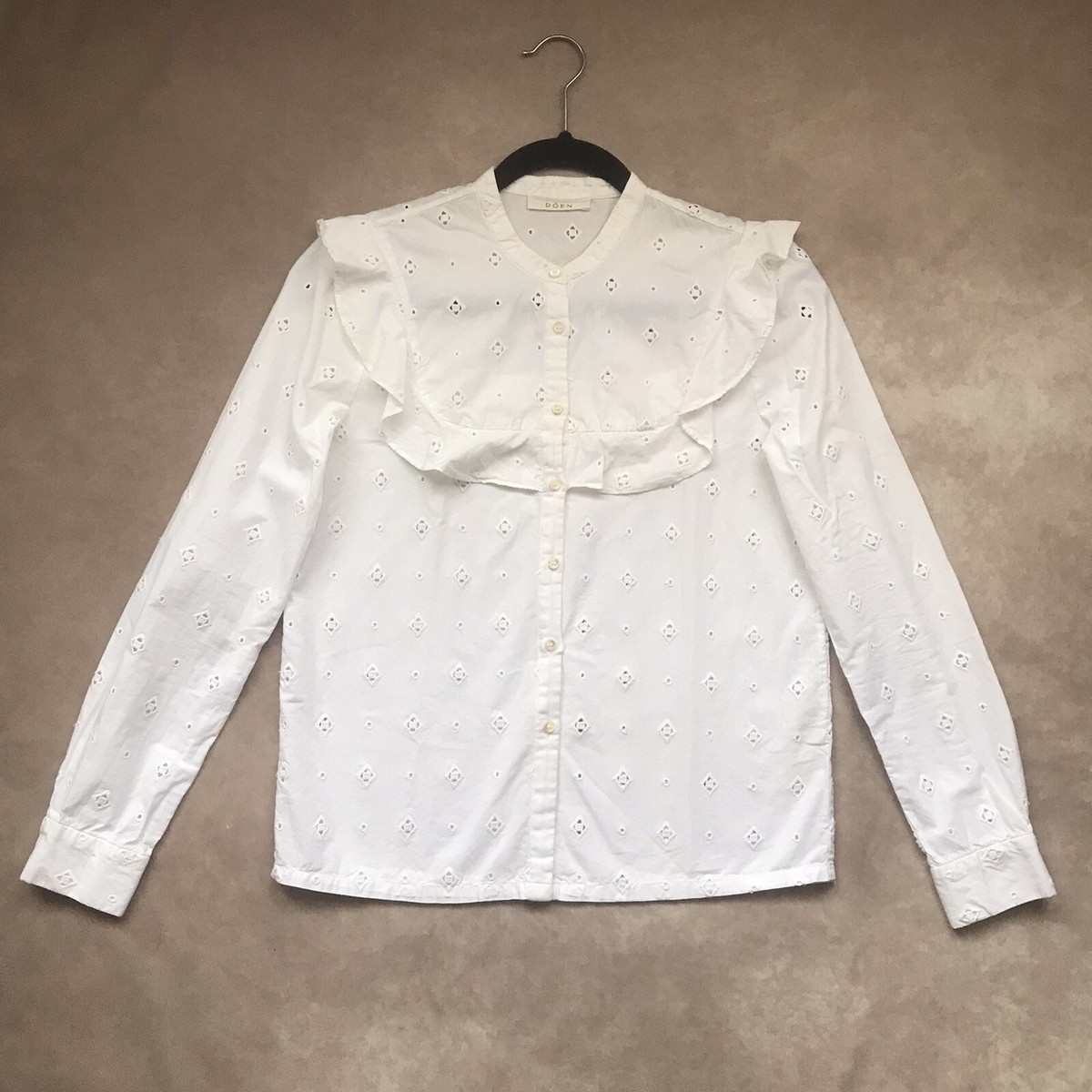 dium. cotton tiered blouse【タグ付き】 Cascadian Lace Tie Neck Blouse Cream Botanical Floral Online