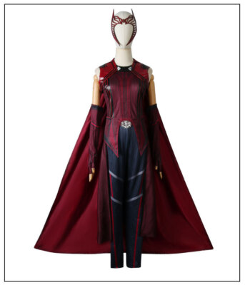 Dames Wanda Maximoff kostuum Scarlet Witch kostuum rode cape tops broek met hoofdtooi pak Super Hero outfits Halloween Cosplay (M, volledige set