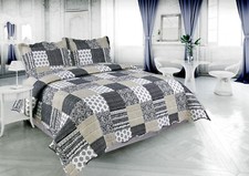 Embossed Pinsonic Printed Bedspread Coverlet Quilt Set, Navy Blue Plaid Twin