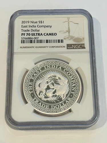 2019 East India Company Trade Dollar Niue Silver 1oz S $1 NGC PF 70 Ultra Cameo