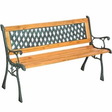 Banc de Jardin NATURE PRO Bois Métal 127 x 51 x 73cm Jardin Terrasse Pelouse