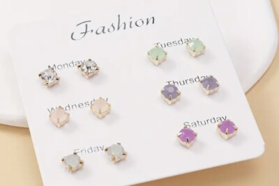 6 Paar Strass Ohrstecker / tolles Geschenk