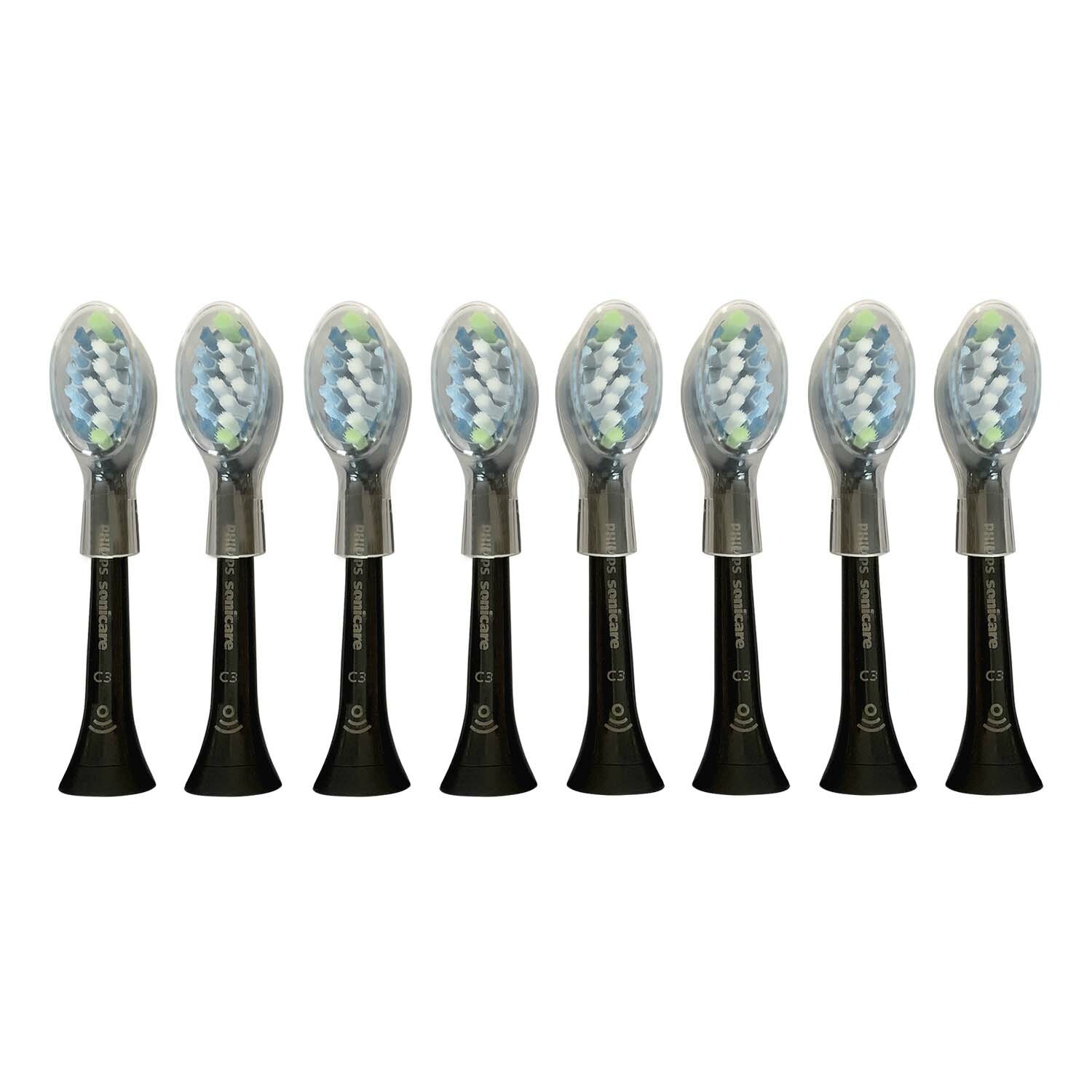 8x Philips DiamondClean Smart C3 Plaque Control Black Brush Heads No