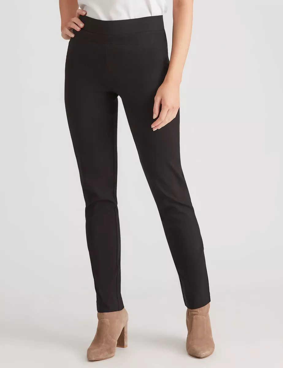 KATIES - Womens Pants - Black Ankle Length - Slim Leg Elastane Fashion  Trousers