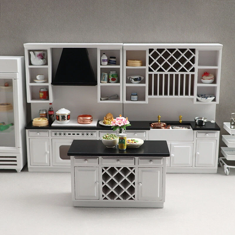 3PC 1/12 Scale Dollhouse Luxury Cupboard Cabinets Kitchen Furniture Miniature - Image 3 of 4