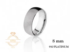 950 Platinum Low Dome 8mm Wedding Band Ring - Comfort Fit Matte Brushed Finish