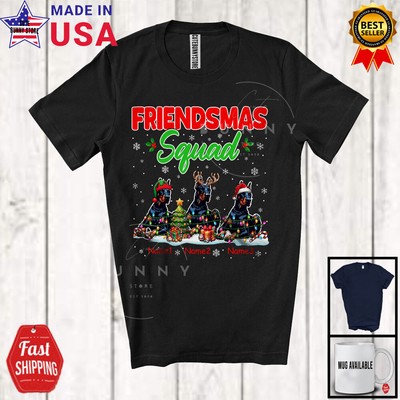 Friendsmas Squad; Awesome Christmas Lights Custom Name Three Dobermanns T-Shirt