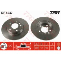 TRW 2X Bremsscheibe Hinten 280 Voll FüR VW Transporter IV Bus 70XB 70XC