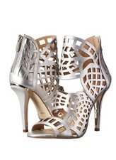 BCBG MaxAzria Maven Heels 8.5 Silver Caged Zipper With Box