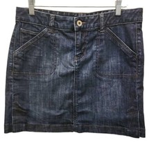 Calvin Klein Mini Skirt Women's Size 10 Cotton Dark Wash Denim 5 Pockets