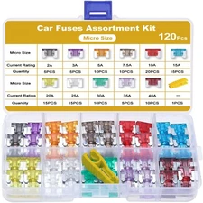 120PCS Car Fuse Kit Micro Blade Replacement Fuses Assortment Kit for RV Truck