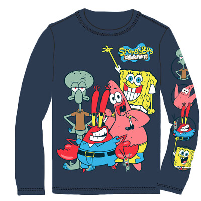 Spongebob Squarepants Little and Big Boys Long Sleeve T Shirt Sizes 4-16